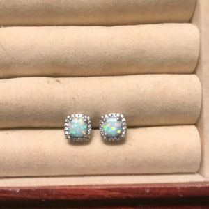 White Opal Studs